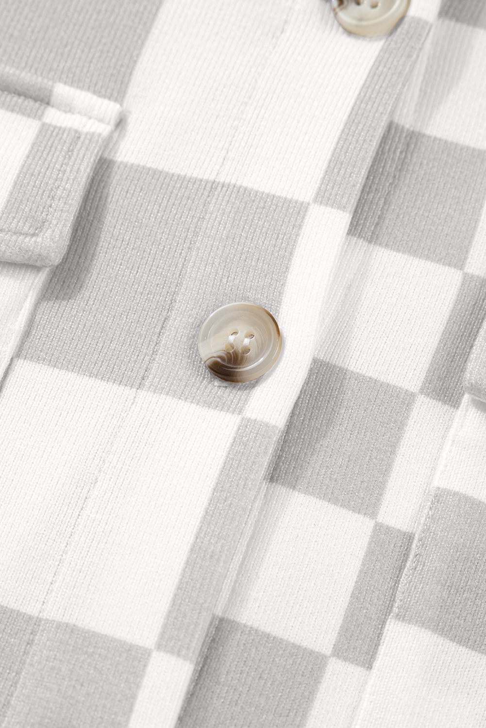 Khaki Checkerboard Flap Pocket Button Front Shacket