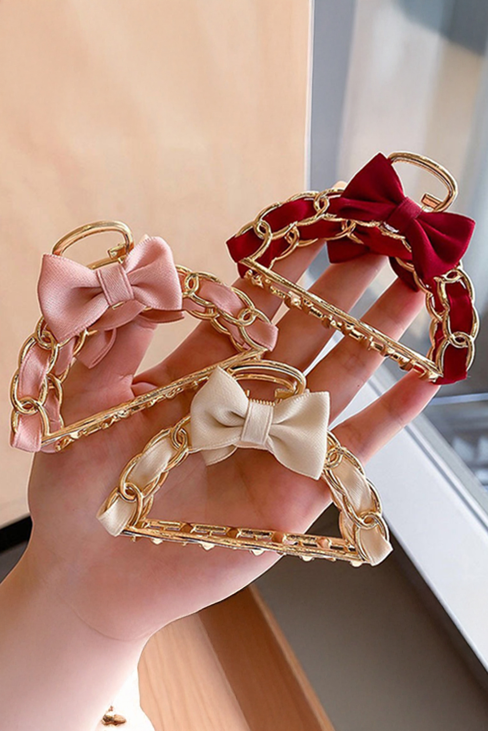 Black Ribbon Bow Detail Contrast Alloy Hair Claw Clip