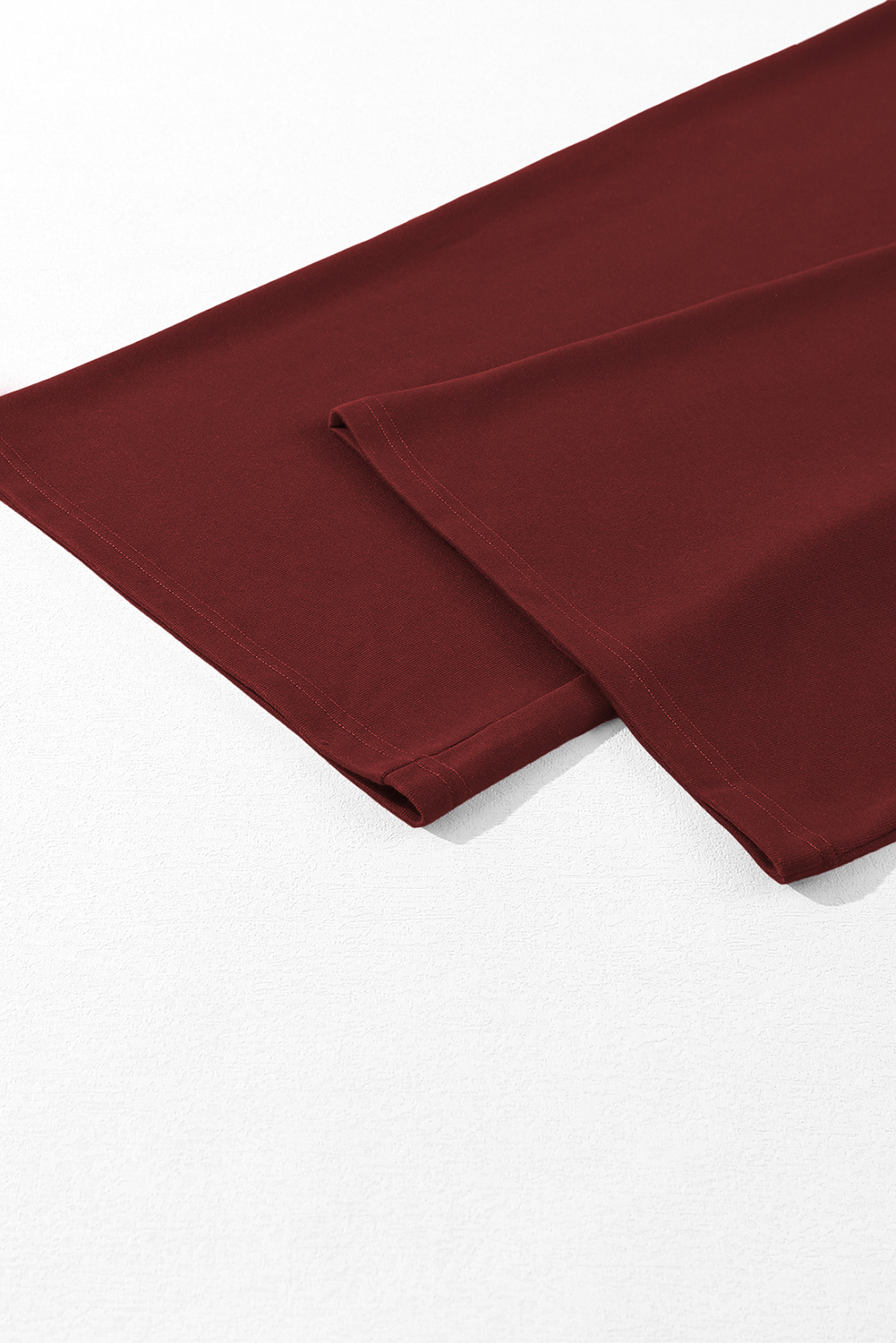 Burgundy Tied Elastic High Waist Pleated Detail Solid Sweatpants