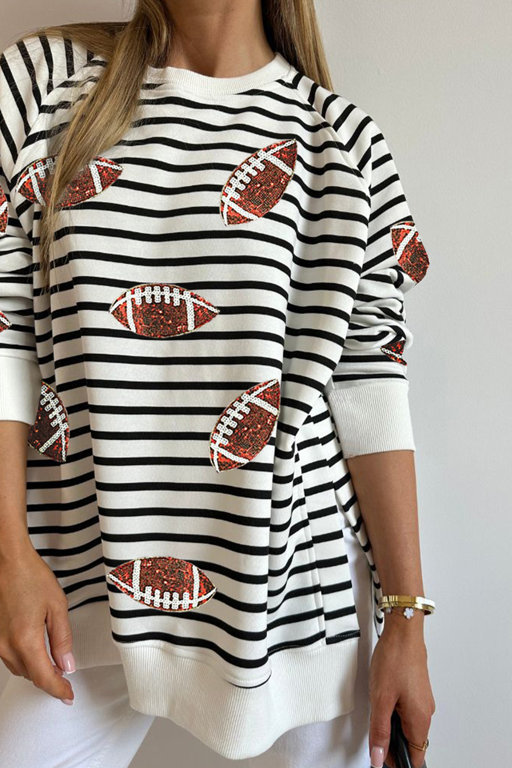 Black Sequin Basketball Patched Graphic Game Day T Shirt