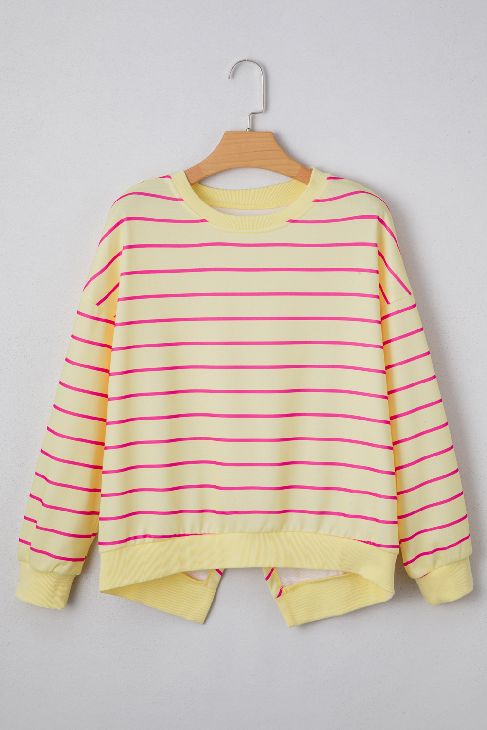 Blue Stripe Stylish Overlap Detail Drop Shoulder Pullover Sweatshirt