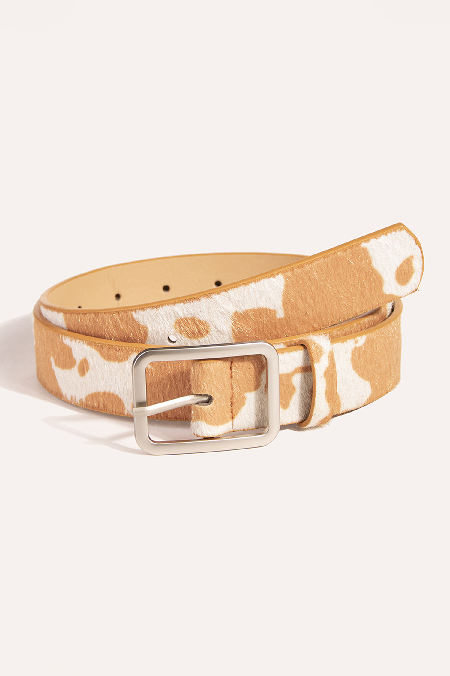 Jurassic Gold Animal Print Calf Hair PU Leather Belt