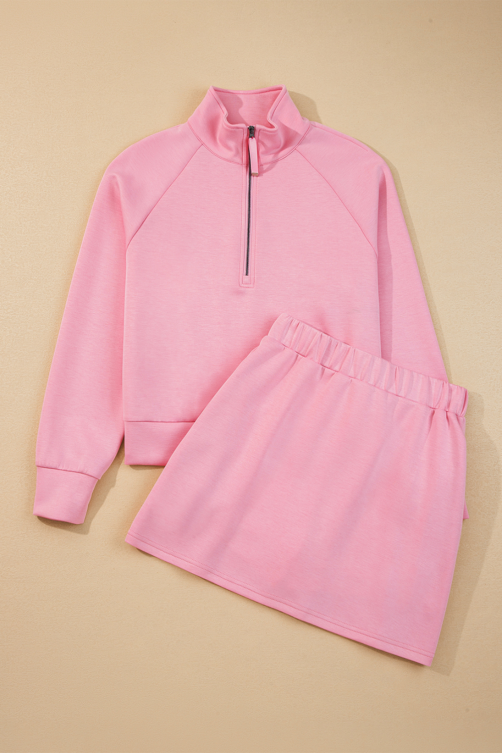 Dark Blue Half Zip Sporty Pullover Mini Skort 2pcs Outfit