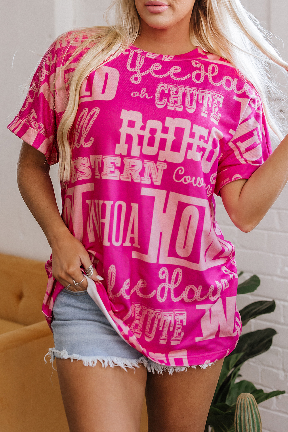 Dark Grey Howdy Cowboy Letter Printed Western Fashion Tee