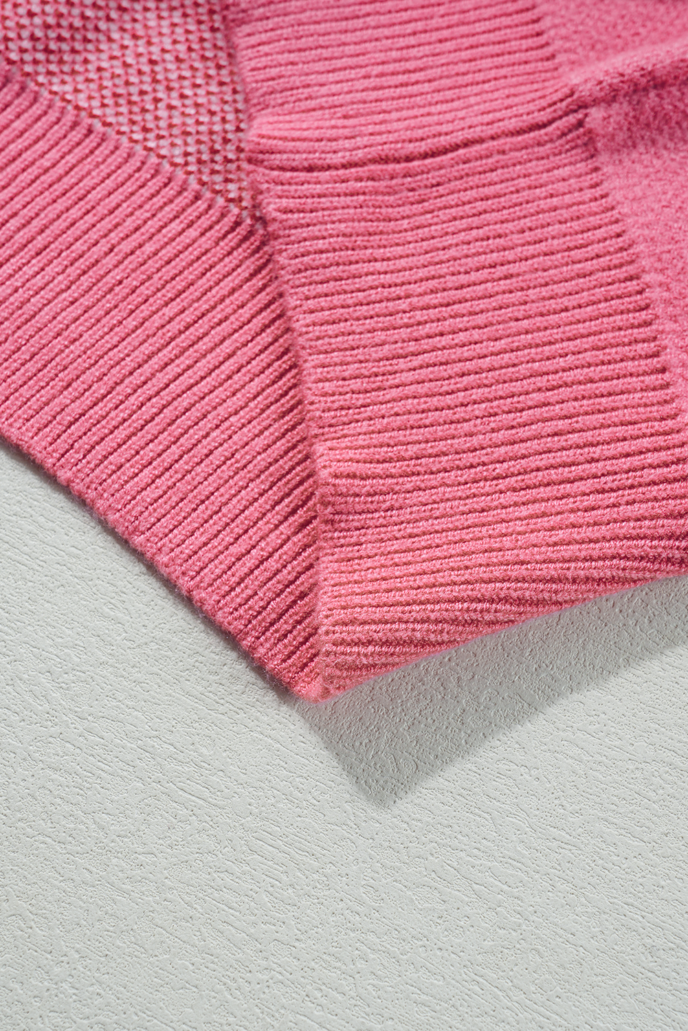 Pink Love Heart Checkered Valentine Crew Neck Sweater