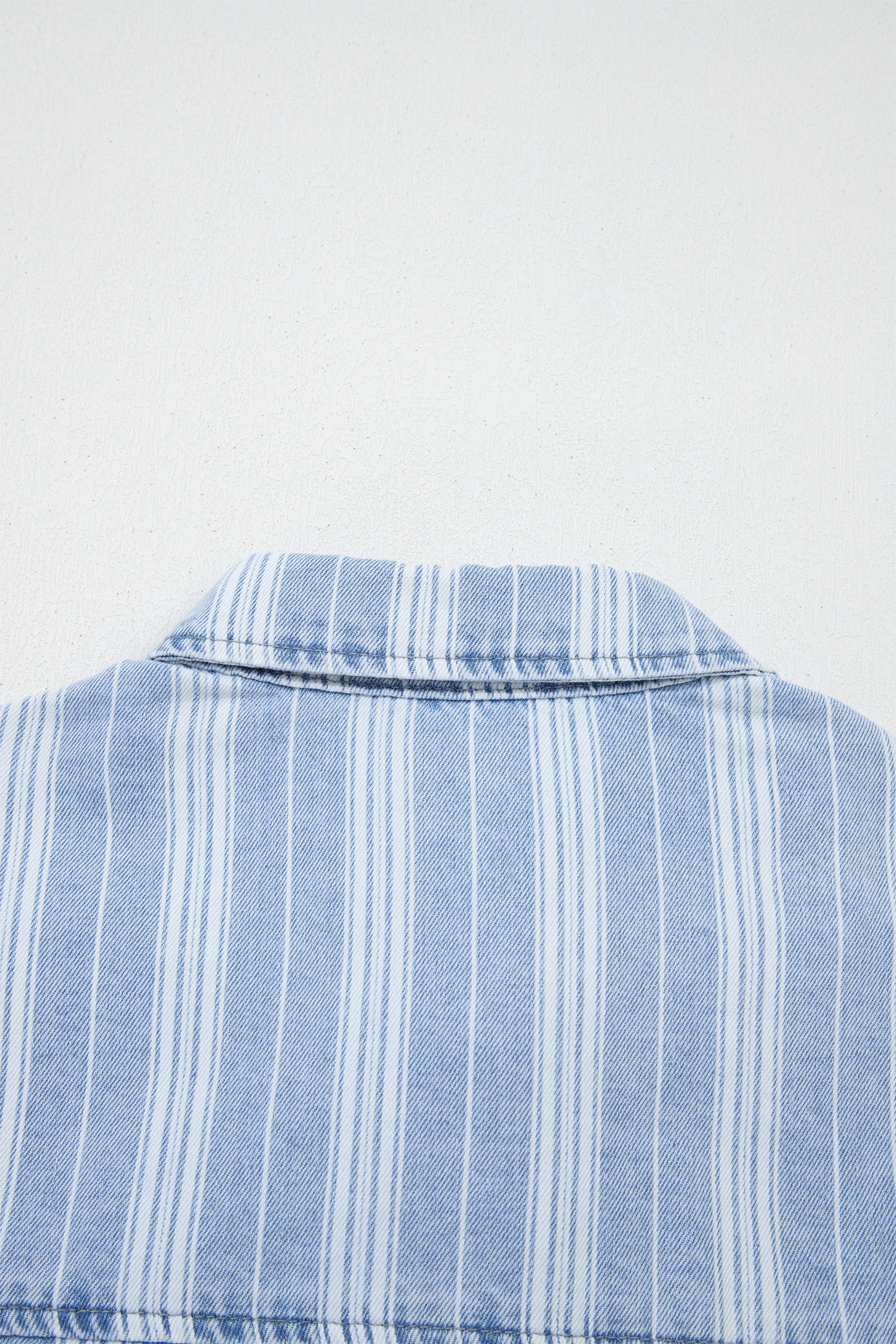 Sky Blue Stripe Boyfriend Chest Pocket Classic Denim Shacket
