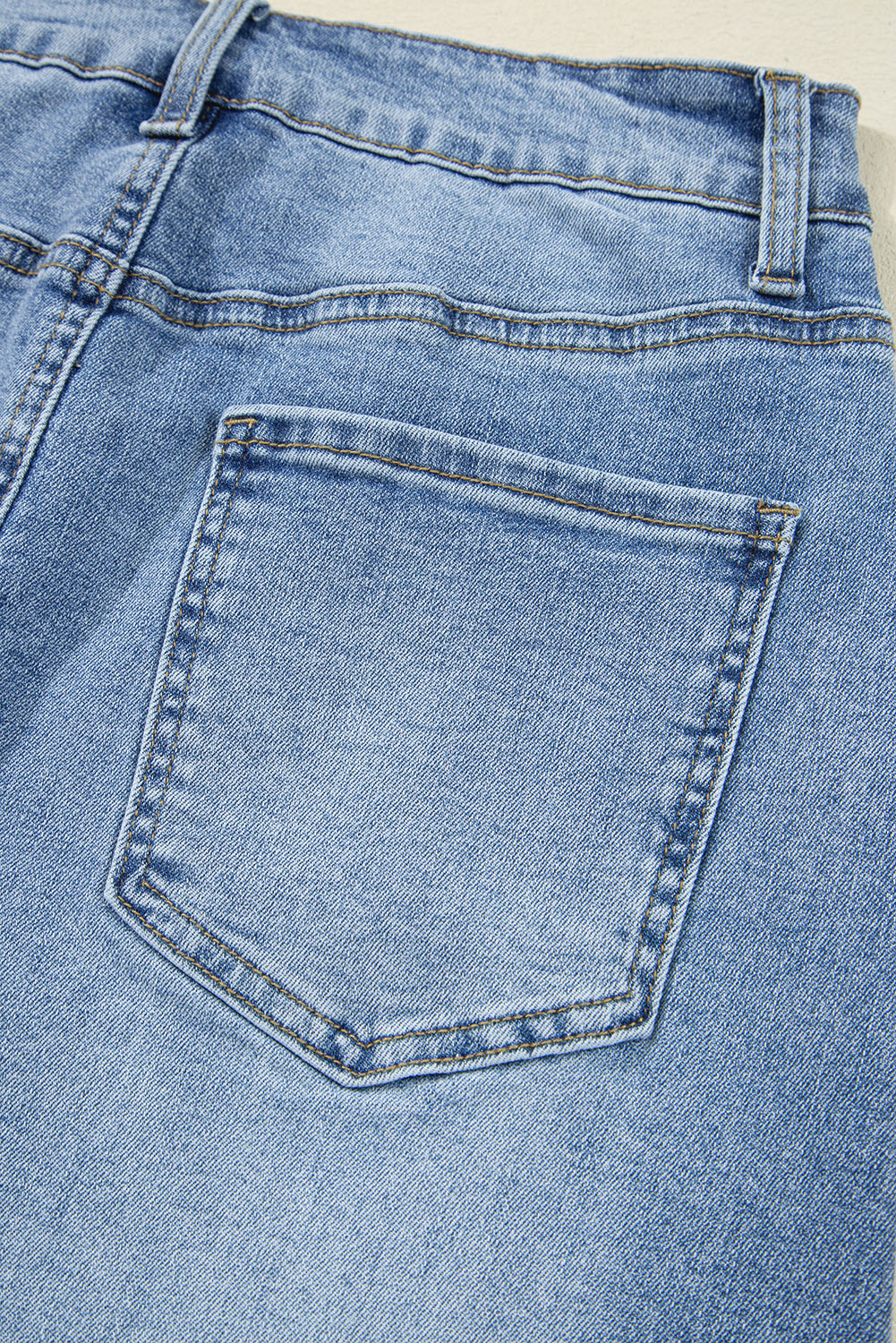 Sail Blue Dearlove Irregular Distressed Bottom Denim Midi Skirt