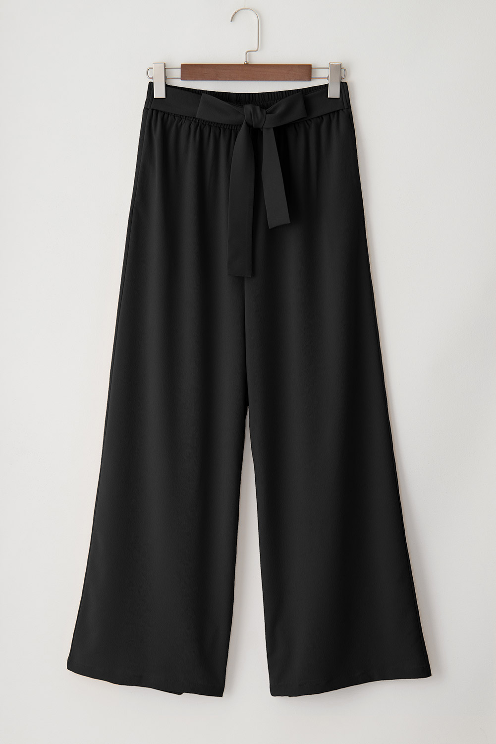 Rose Tan High Waisted Tie Front Side Pocket Wide Leg Flowy Casual Pants