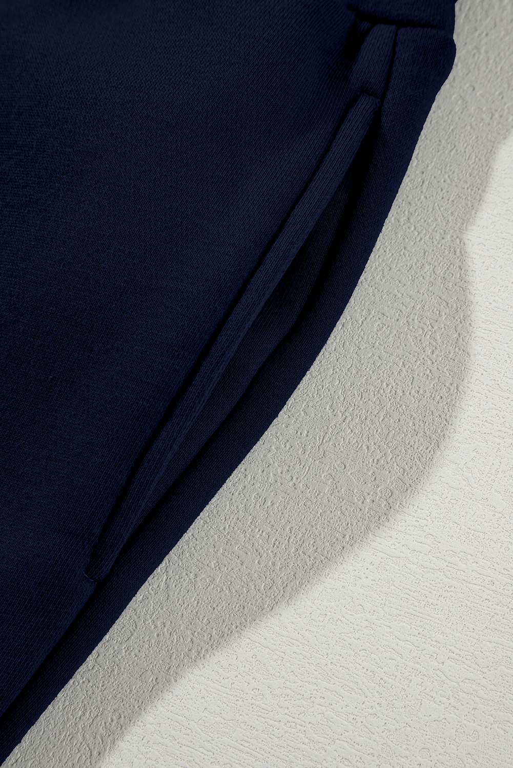 Navy Blue Drop Shoulder Zip Up Jacket Drawstring Pants Active 2pcs Set