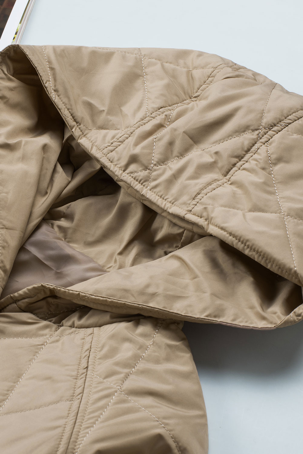 Green Quilted Snap Button Hooded Puffer Coat