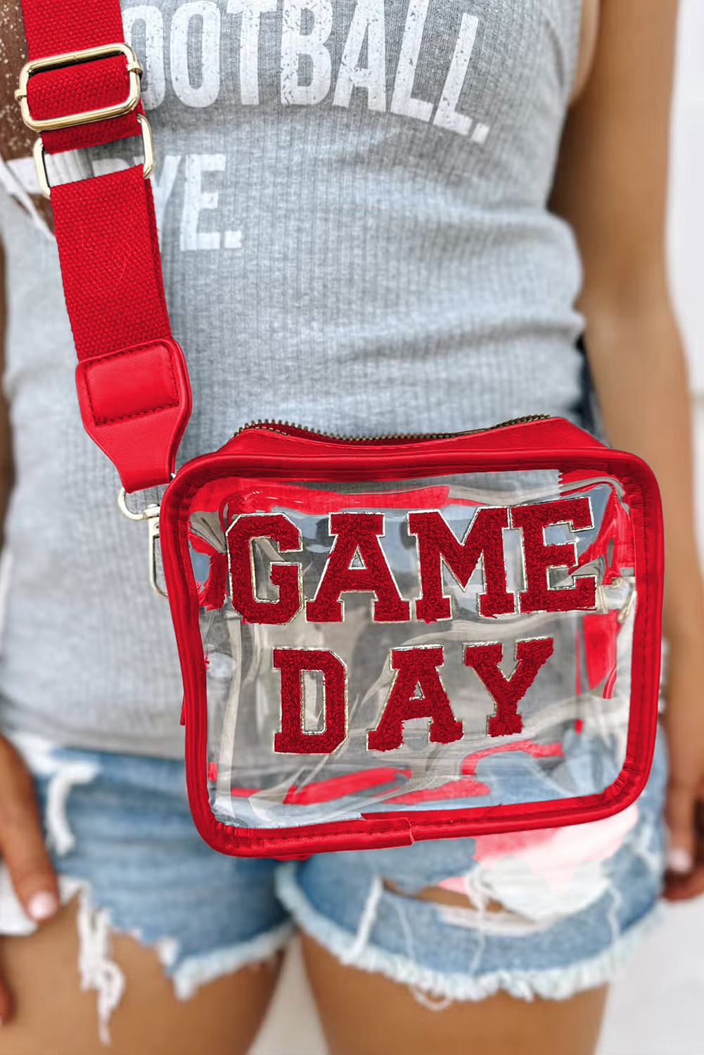 Black GAME DAY Rugby Football Clear Shoulder Bag