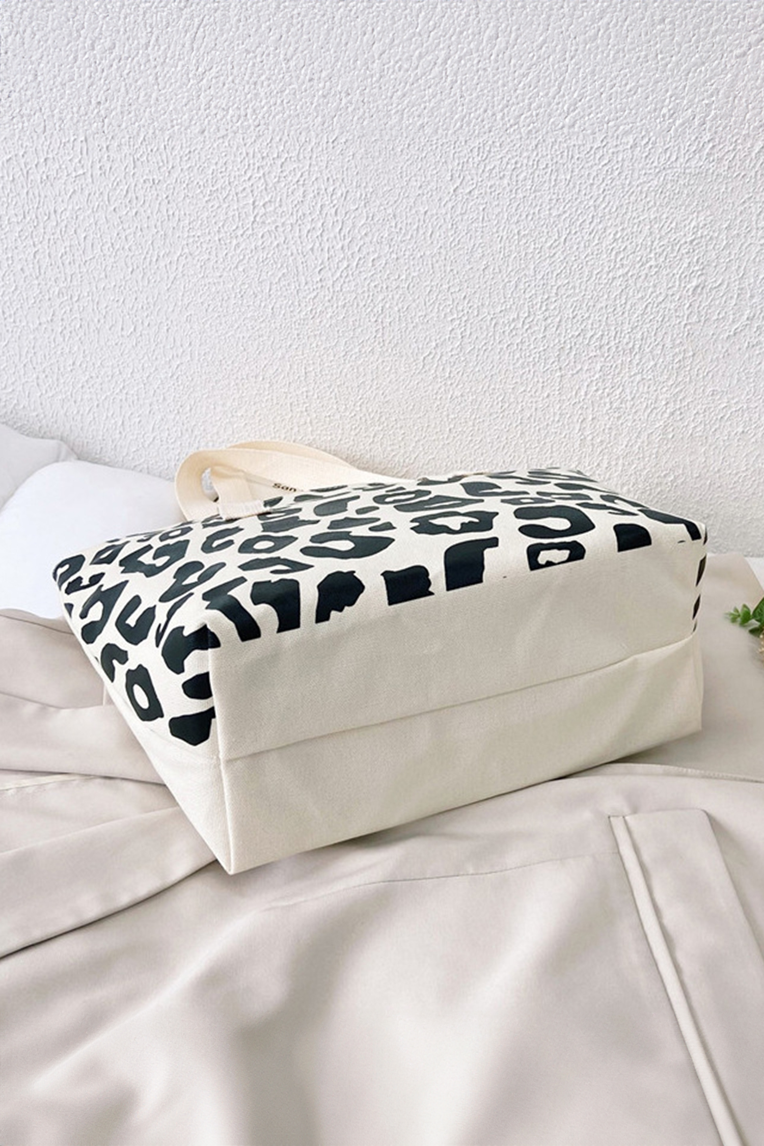 Black Leopard Print Canvas Tote Bag