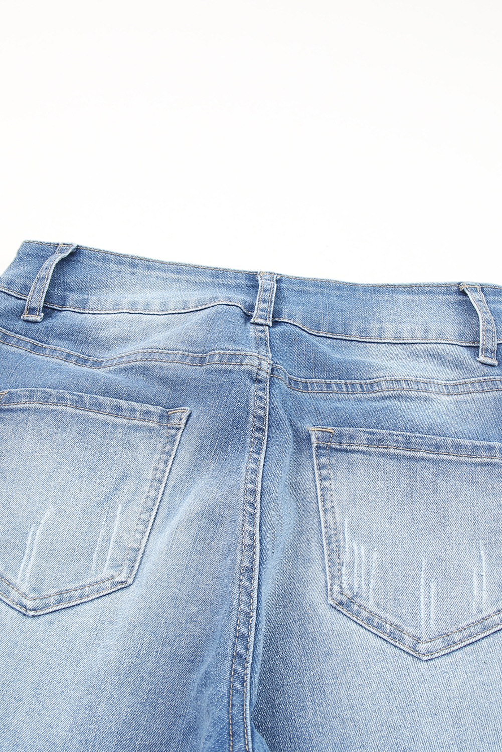 High Waist Distressed Straight Leg Jeans