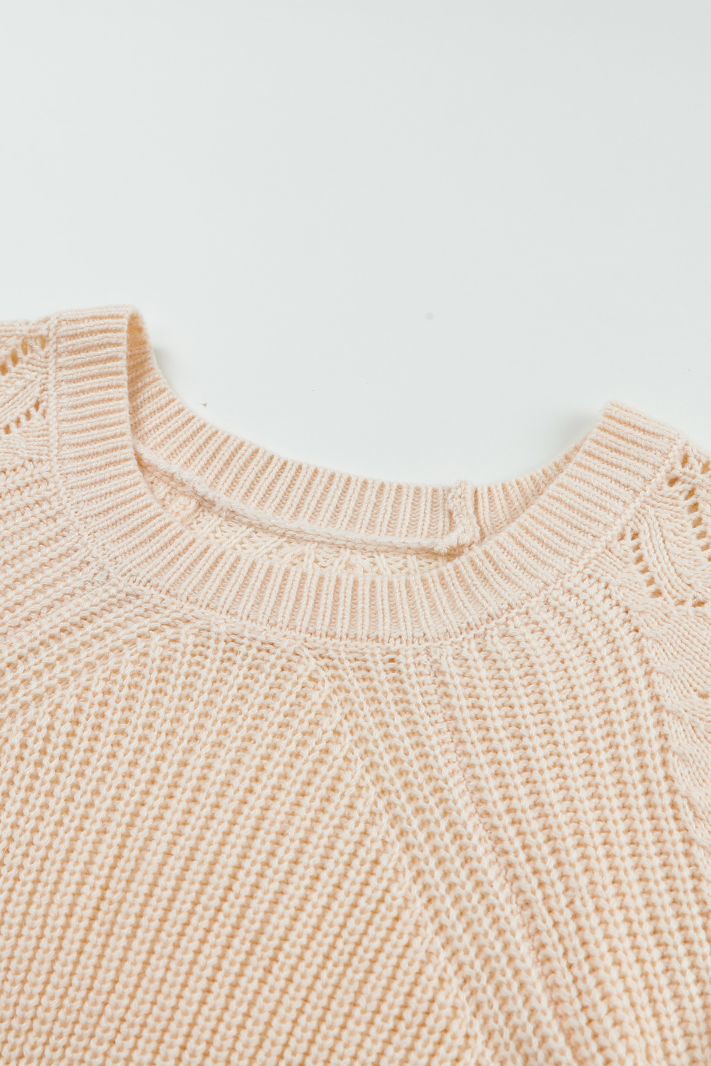 Black Hollow-out Puffy Sleeve Knit Sweater