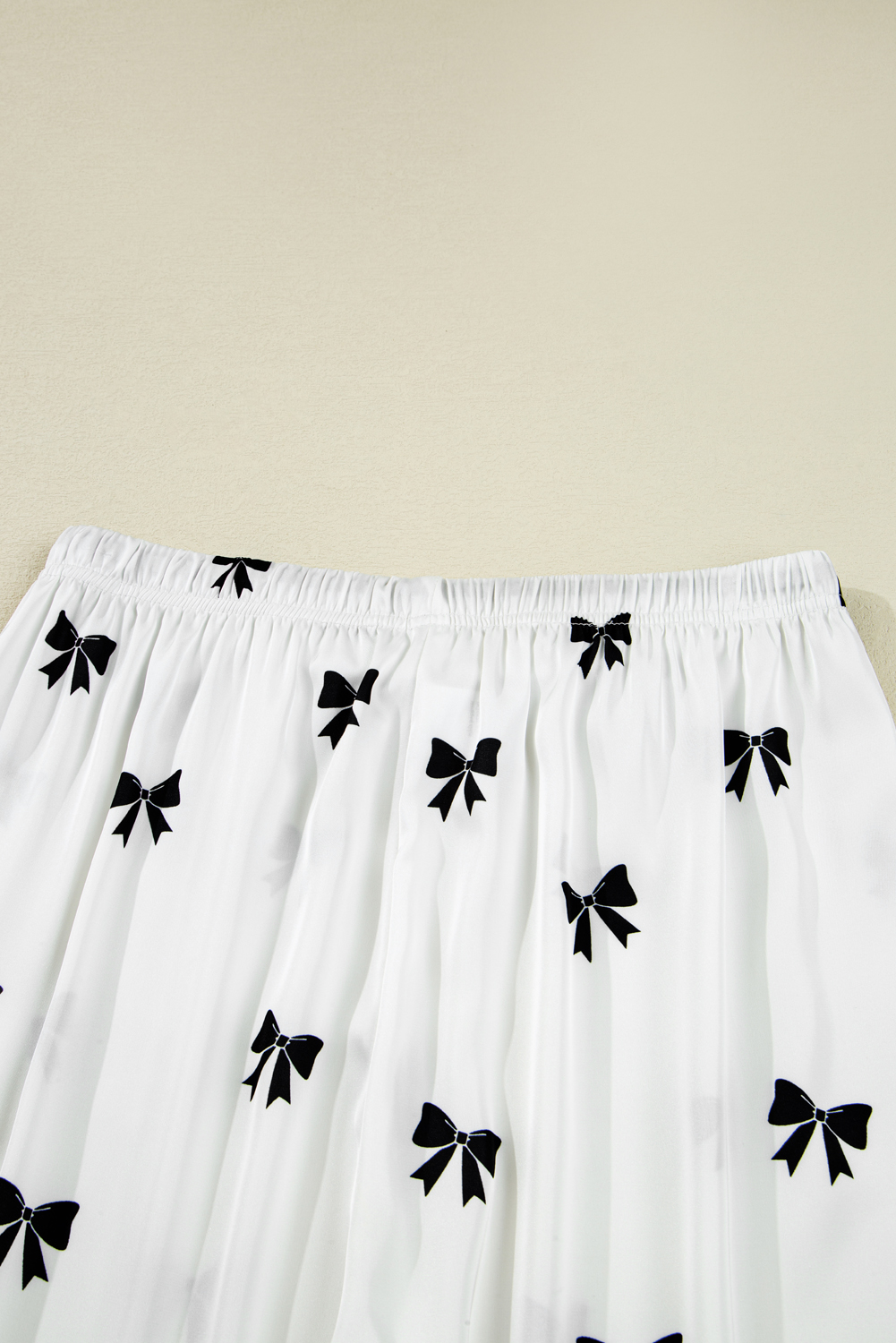White Bows Print Two Piece Sleepwear
