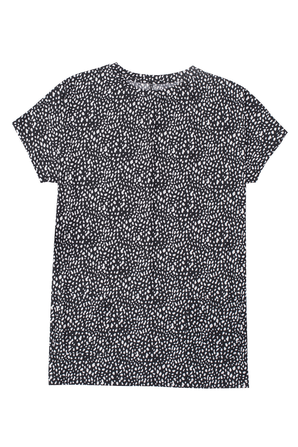 Black Leopard Print Side Pockets Tunic Top