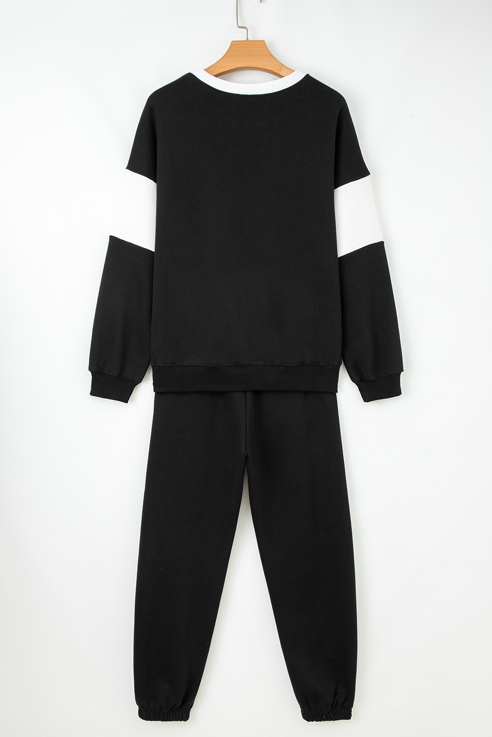 Black Drop Shoulder Loose Sweatshirt and Joggers Active Set