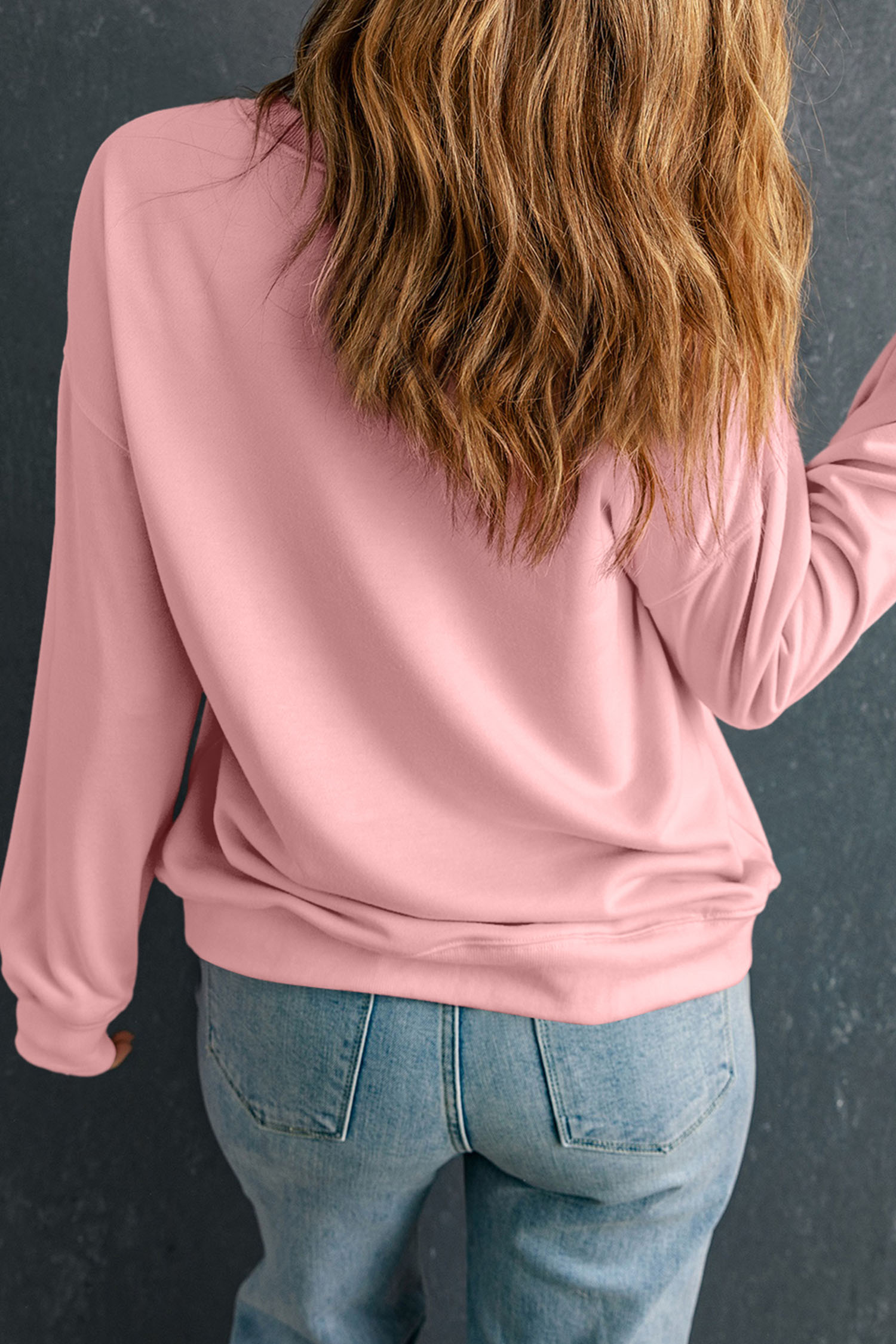 Pink XOXO Playful Embroidered Valentines Day Sweatshirt