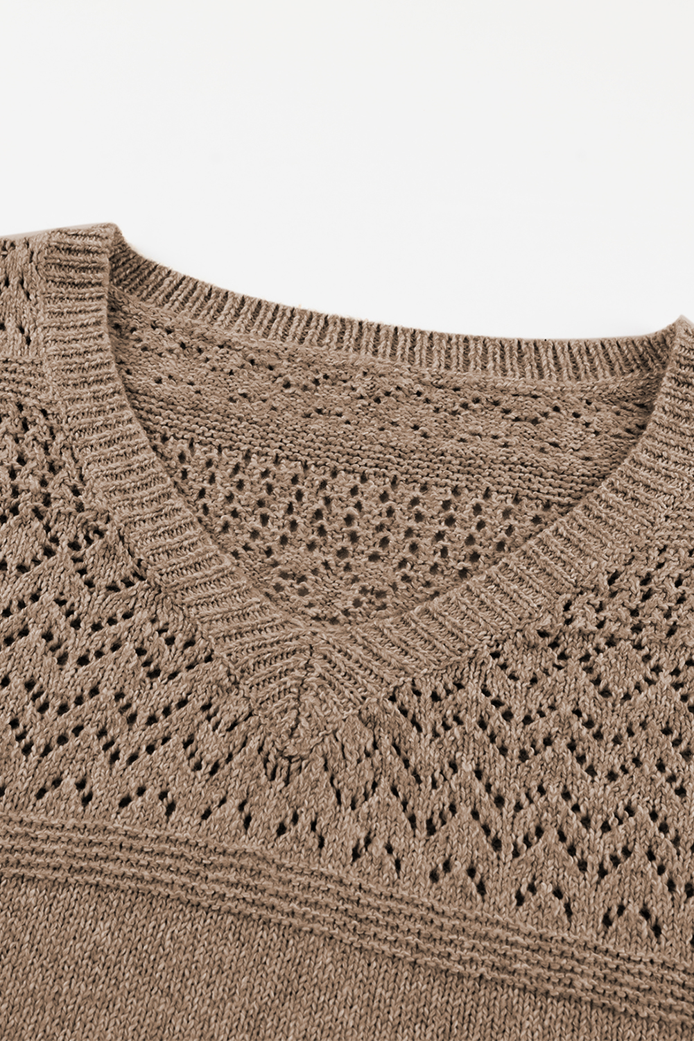 Sky Blue Eyelet Pattern Detail V Neck Drop Shoulder Sweater