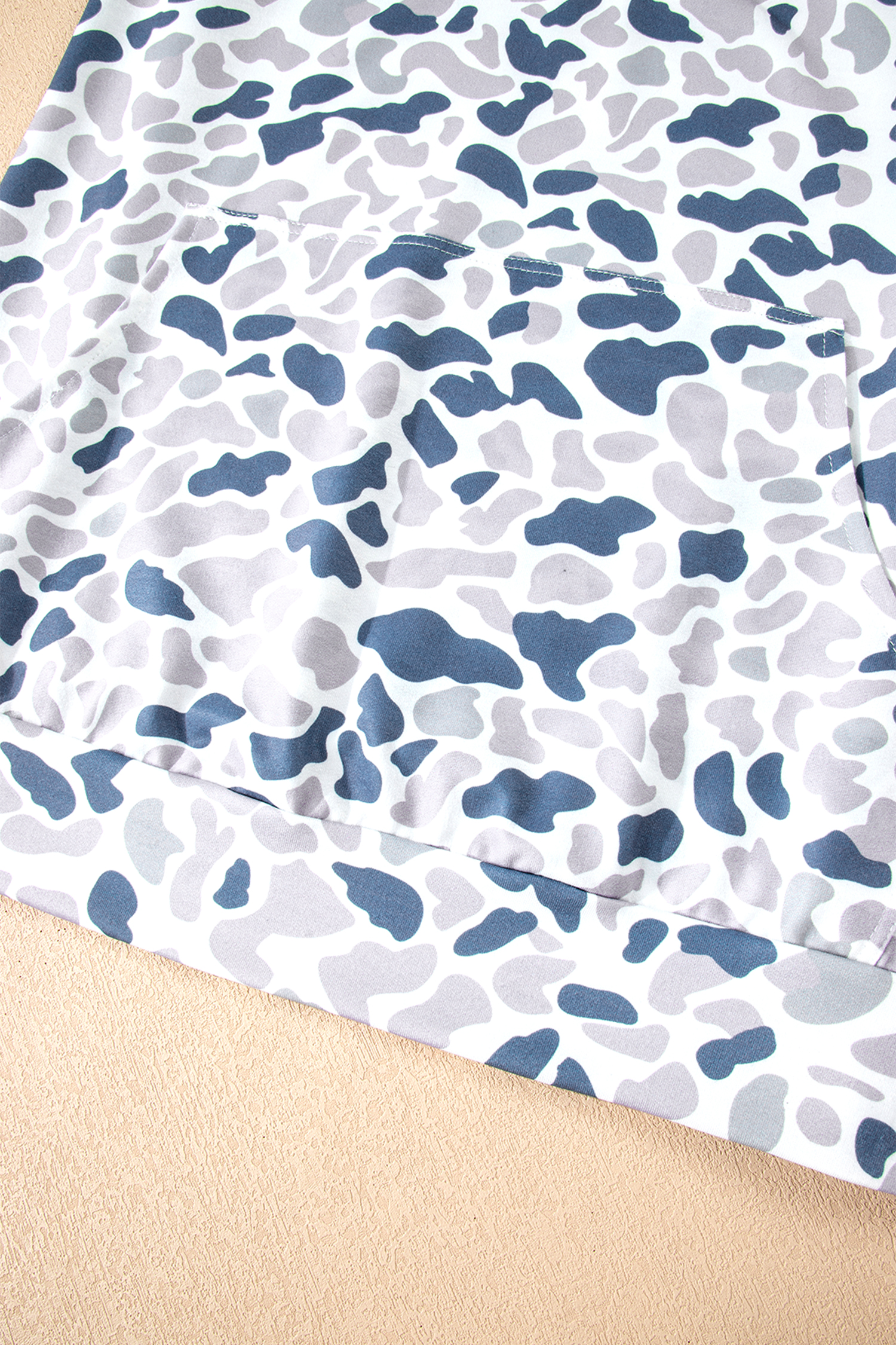 Beige Camo Print Wide Leg Casual Pants