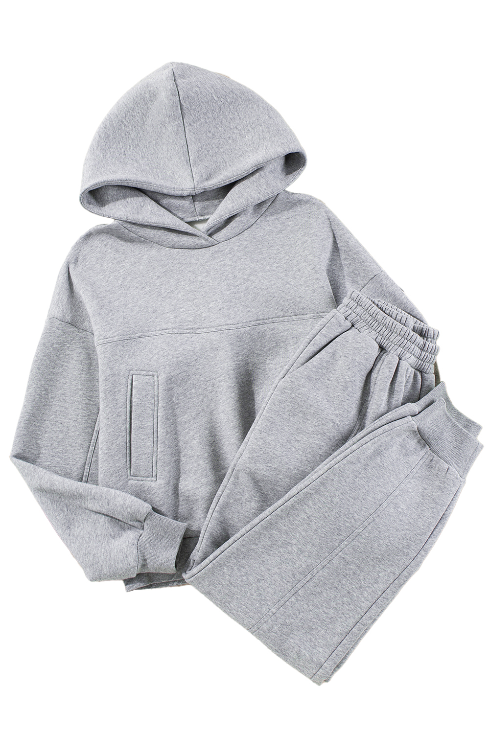 Navy Blue Solid Exposed Seams Hoodie and Joggers Activewear Set