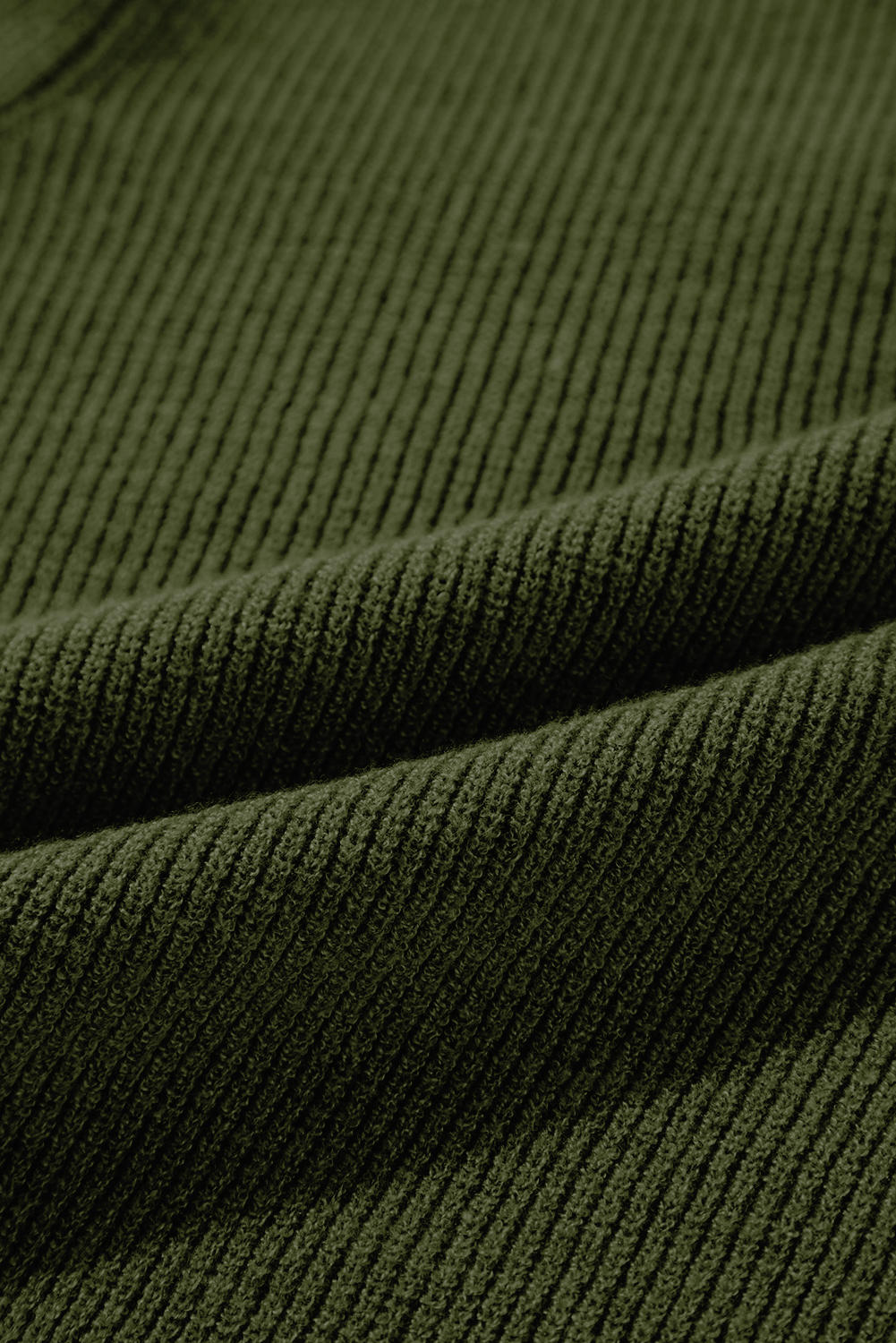 Moss Green Lightweight Ribbed Knit Button Front V Neck Cardigan