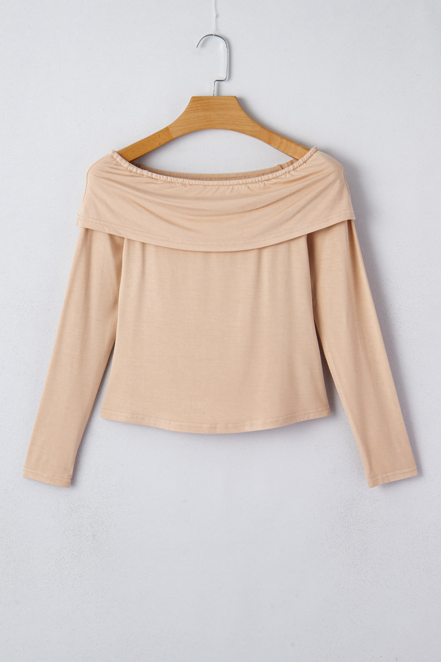 Fiery Red Foldover Off Shoulder Long Sleeve Slim Top