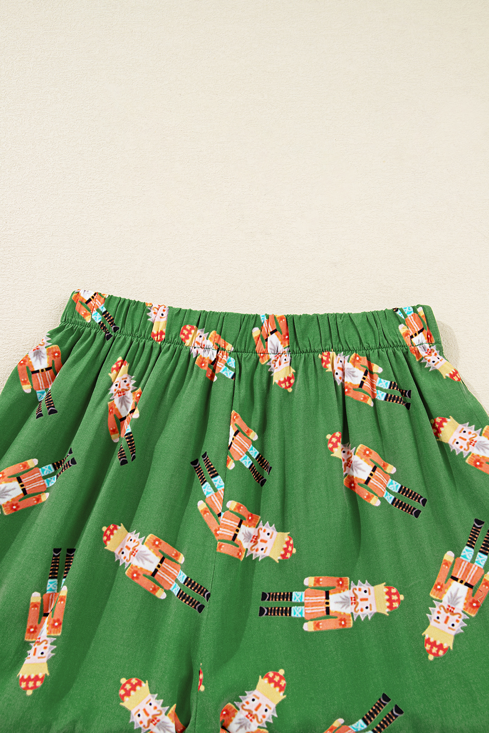 Green Christmas Candy Contrast Trim Bow Knot Silky 2pcs Pajama Set