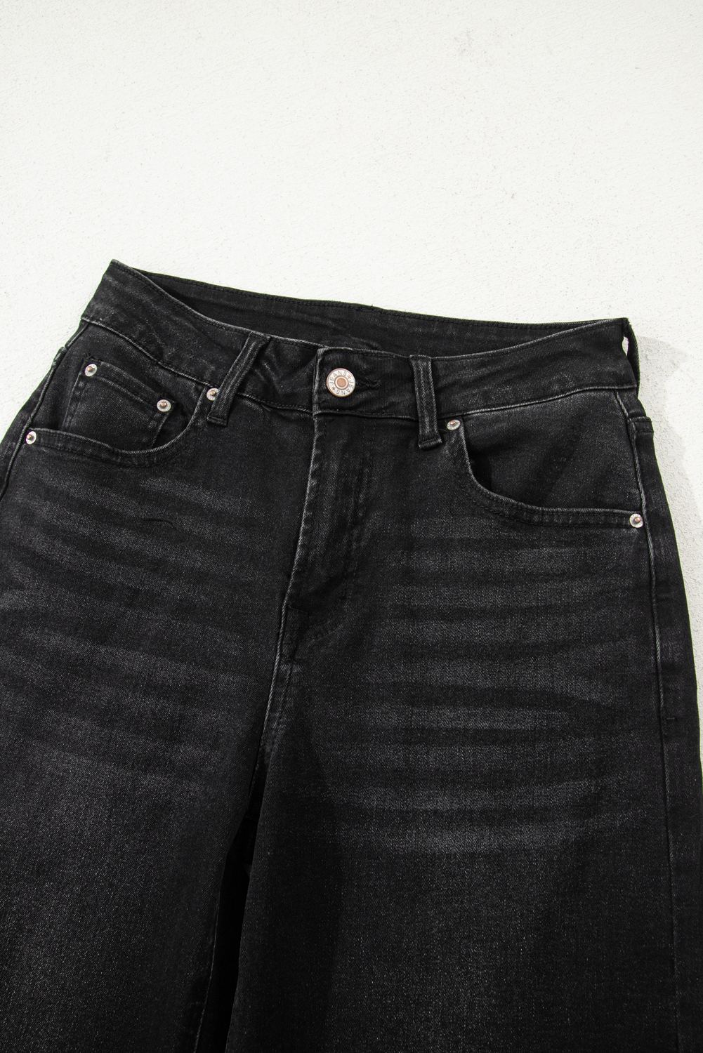 Gray Raw Hem Straight Leg Loose High Waist Jeans