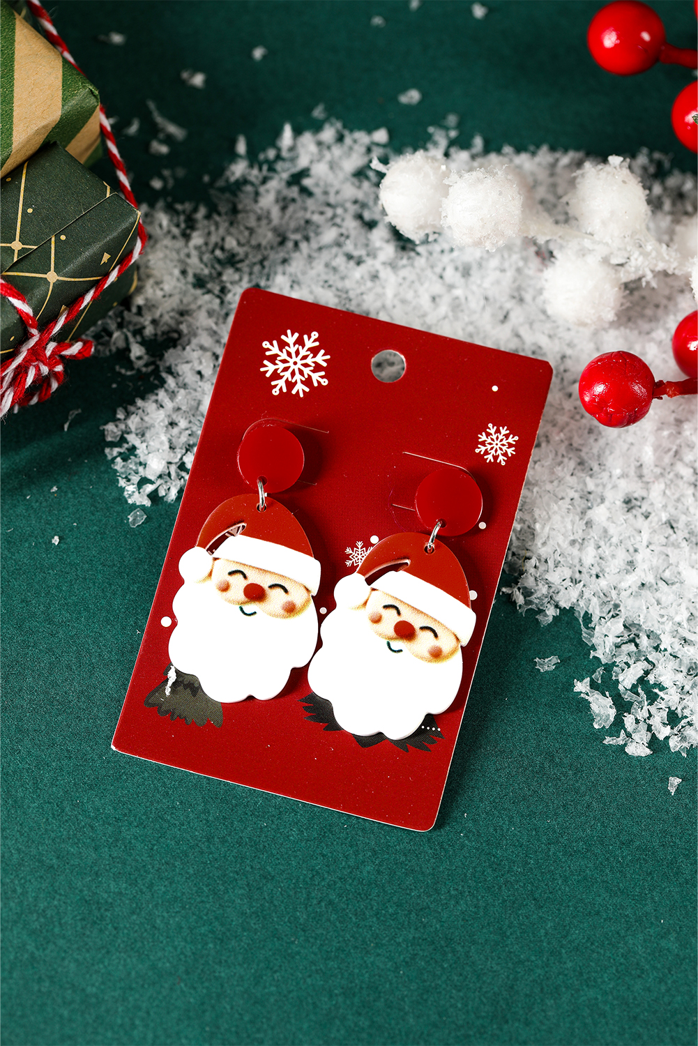 Fiery Red Father Christmas Dangle Earrings