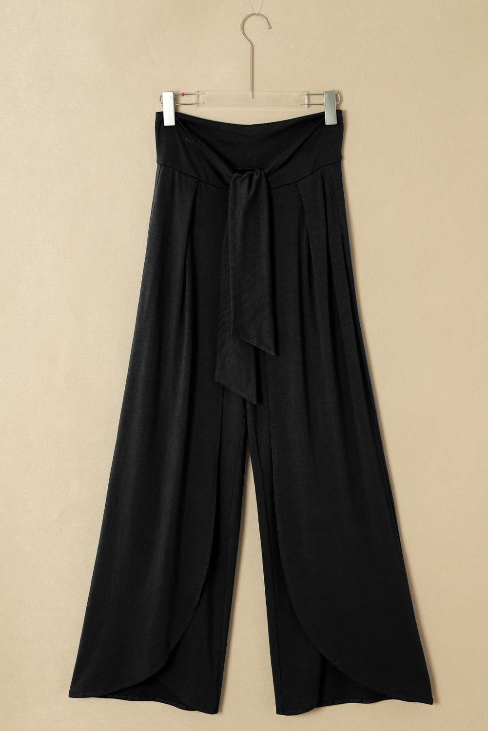 Medium Grey Knotted Drop Waist Split Leg Relaxed Pants