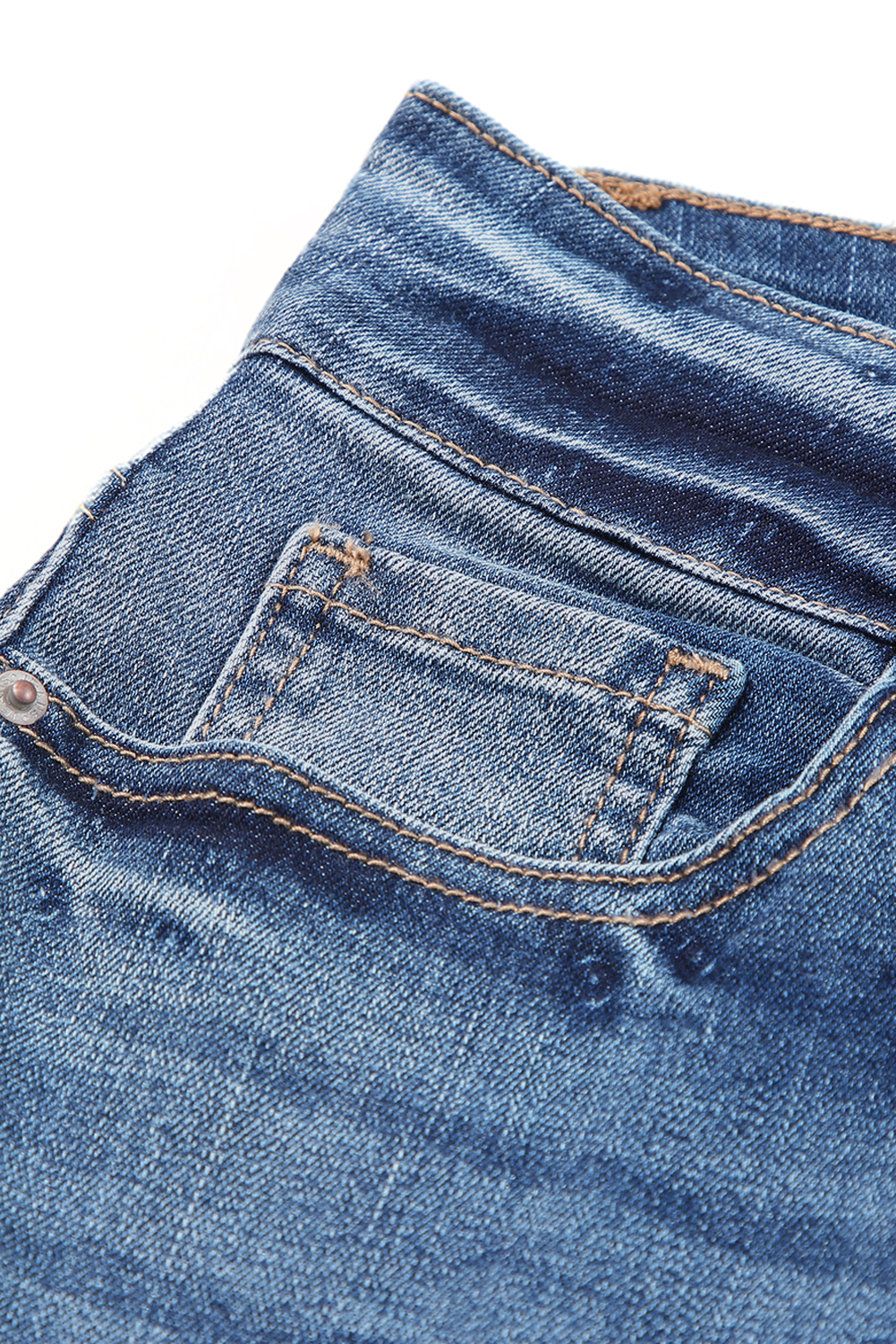 High Waist Distressed Straight Leg Jeans