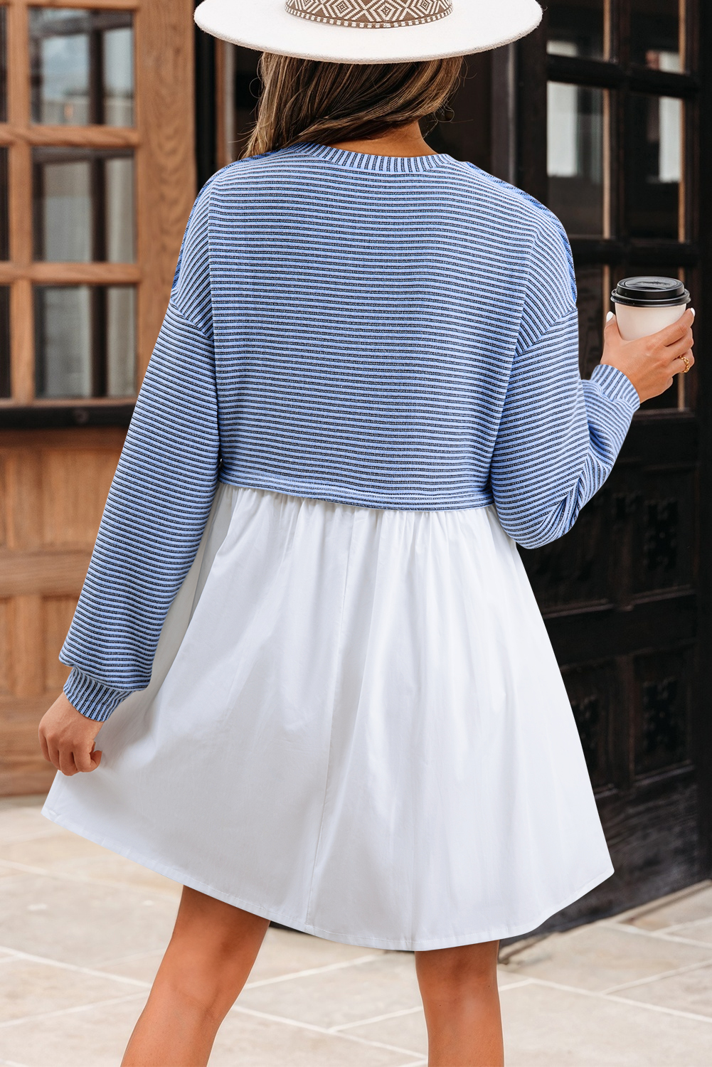 Pale Khaki Sweatshirt Poplin Mini Dress