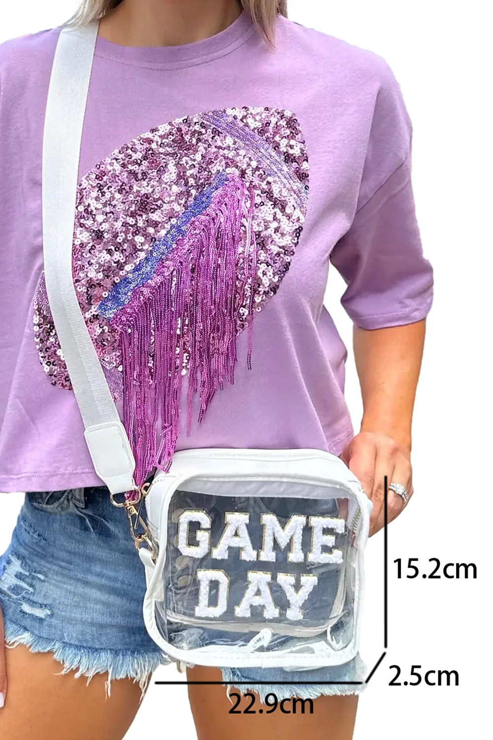 Black GAME DAY Rugby Football Clear Shoulder Bag