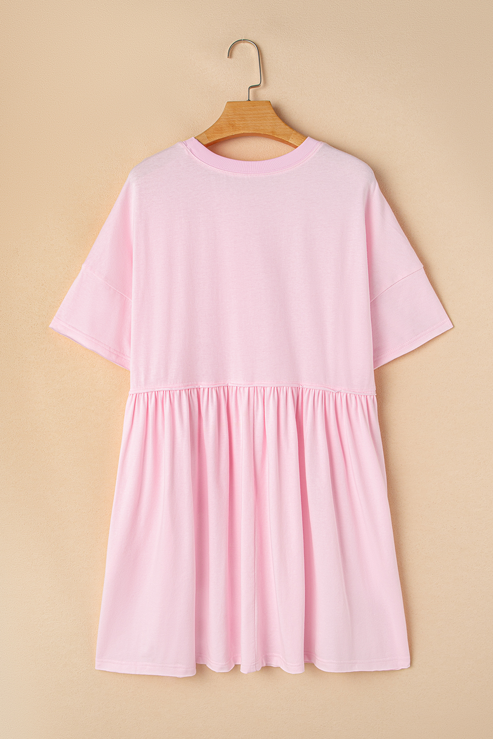 Light Pink American Flag Inspired Sequin Disco Ball Patched Shift Mini Dress