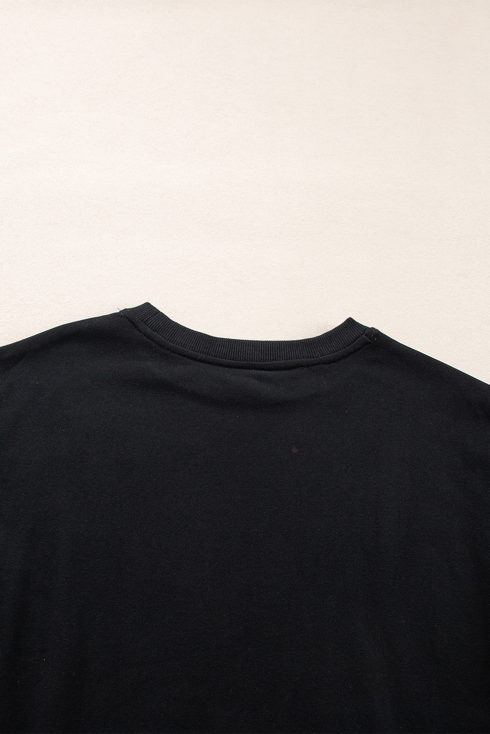 Navy Blue Plain Drop Shoulder Crewneck Pullover Sweatshirt