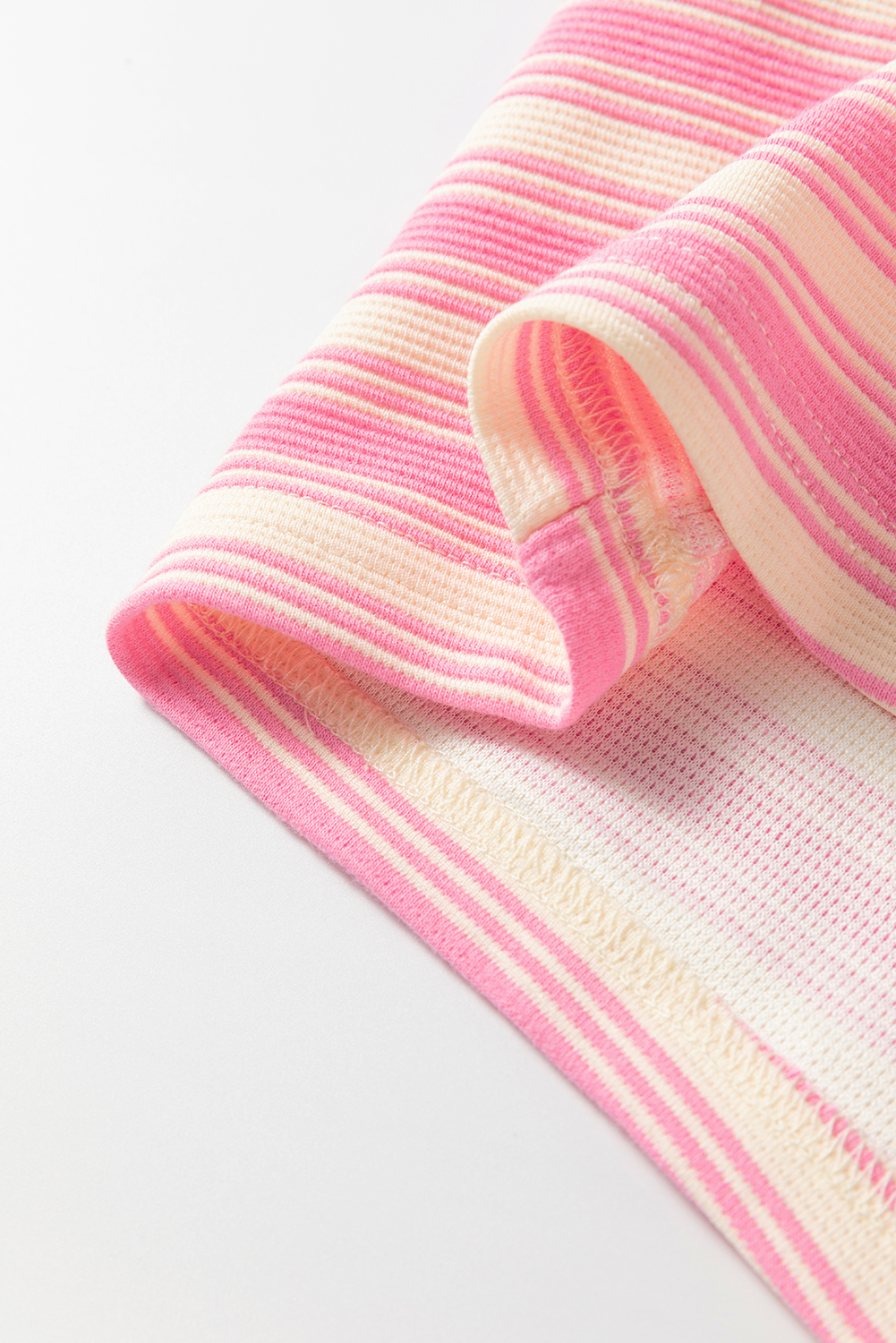 Pink Stripe Knotted Strap Patched Pocket Romper