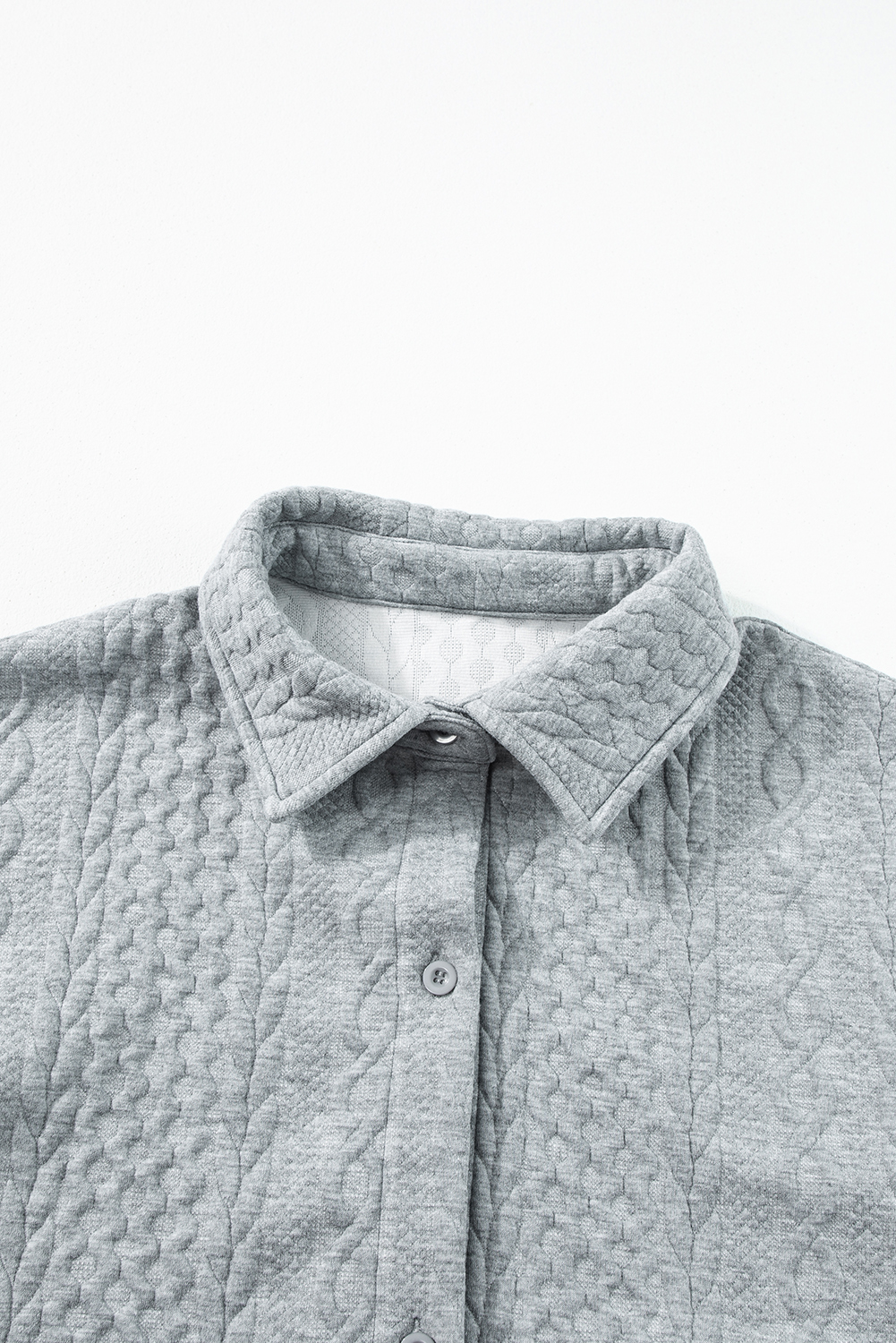 Sepia Rose Cable Texture Puff Sleeve Loose Shacket