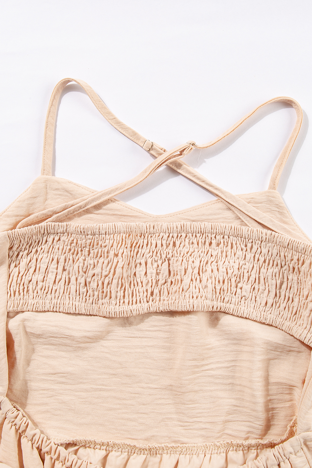 Oatmeal Crossover Backless Bodice Tiered Maxi Dress