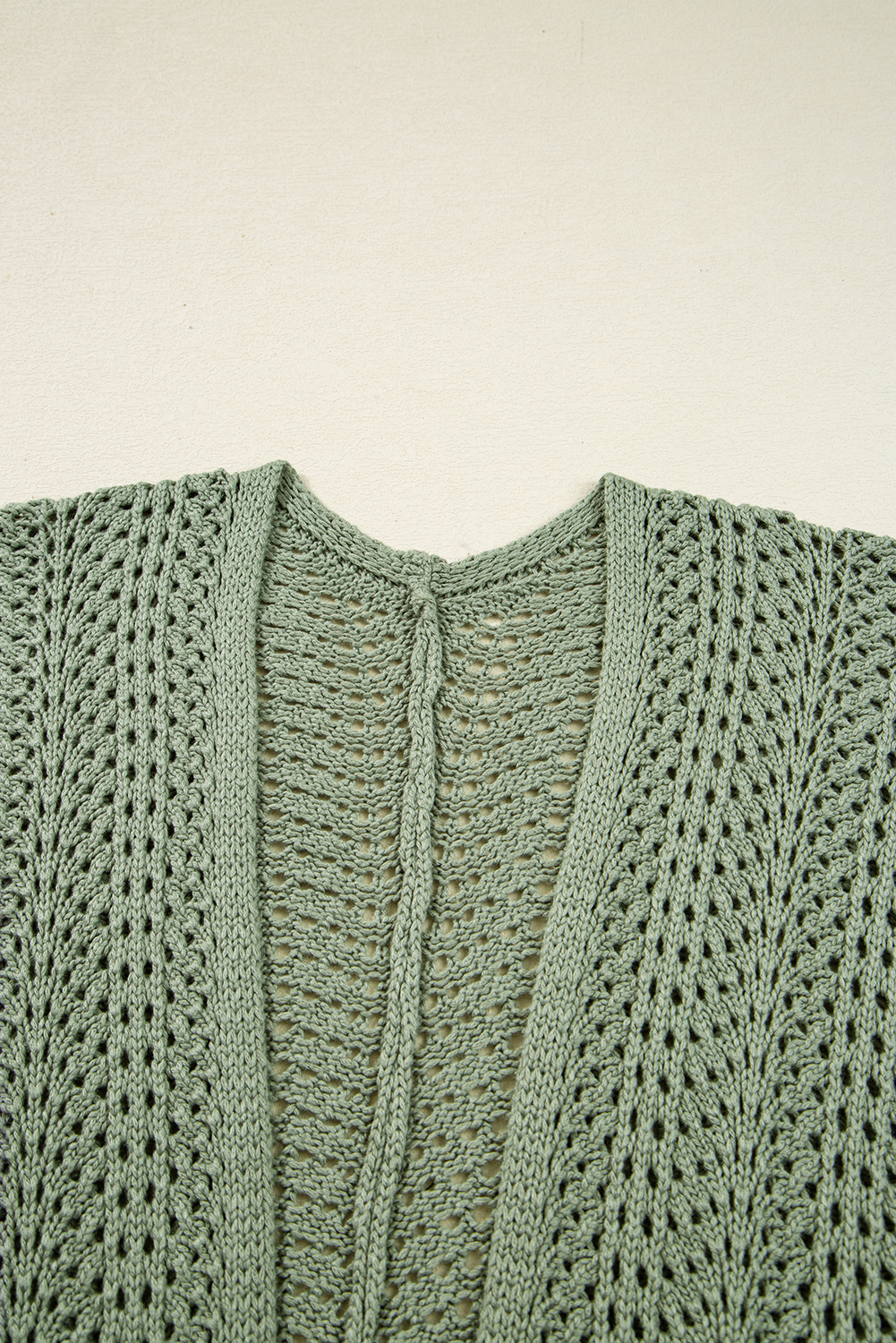 Green Bay Scalloped Edge Eyelet Knit Batwing Sleeve Cardigan