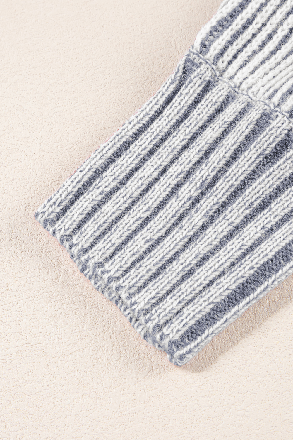 Coffee Striped Print Ribbed Knit Boat Neck Baggy Sweater