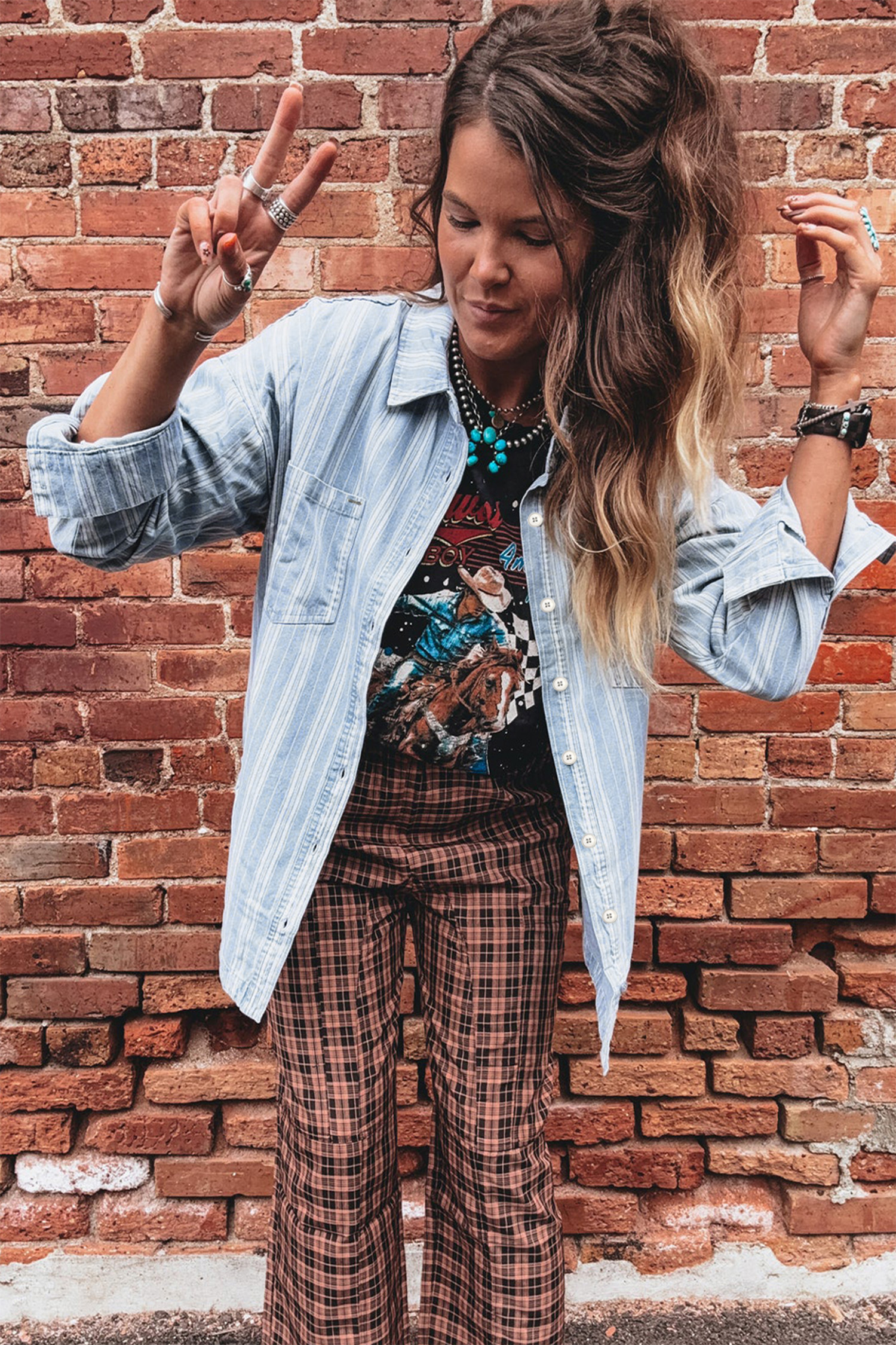 Sky Blue Stripe Boyfriend Chest Pocket Classic Denim Shacket