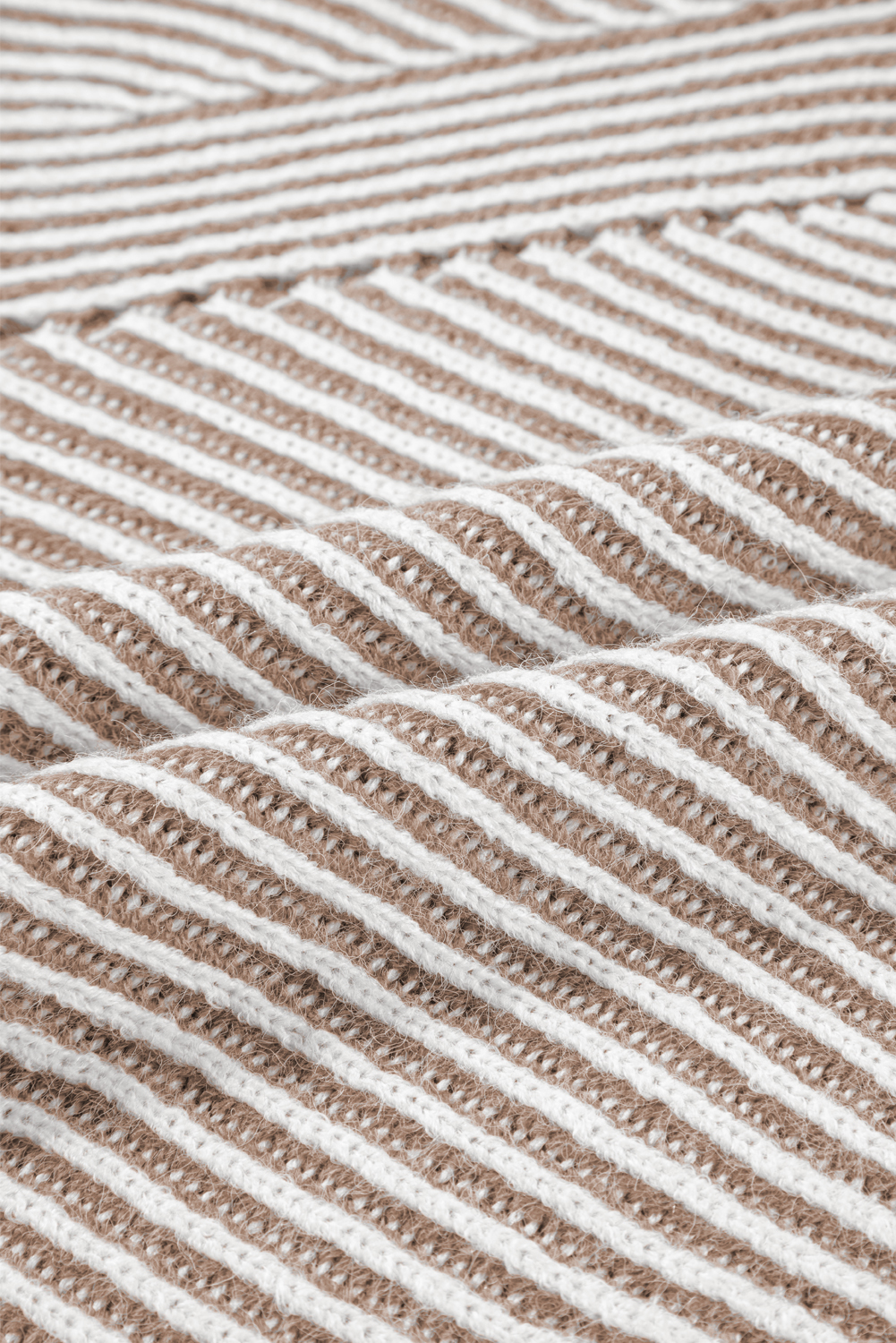 Coffee Striped Print Ribbed Knit Boat Neck Baggy Sweater