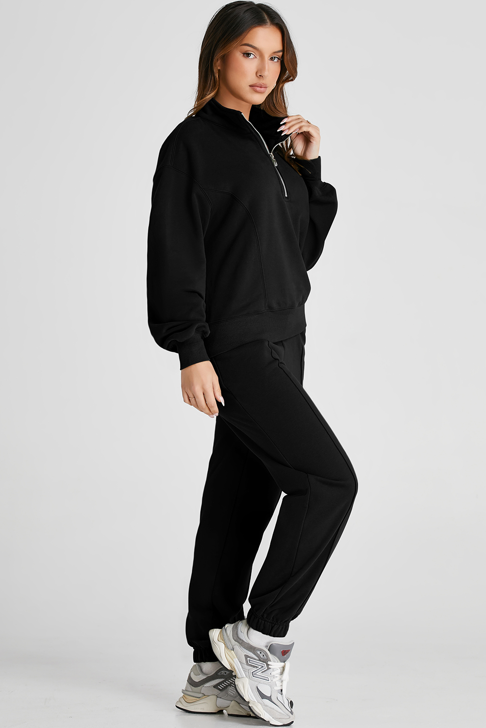 Vineyard Green Half Zip up Pullover Active Top and Joggers Set