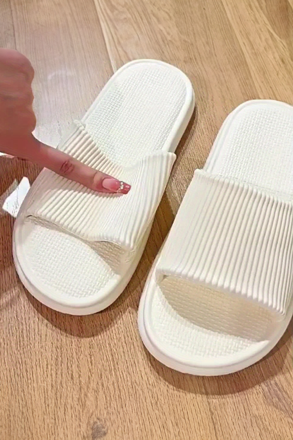 White Textured Thick Sole Soft EVA Home Slippers