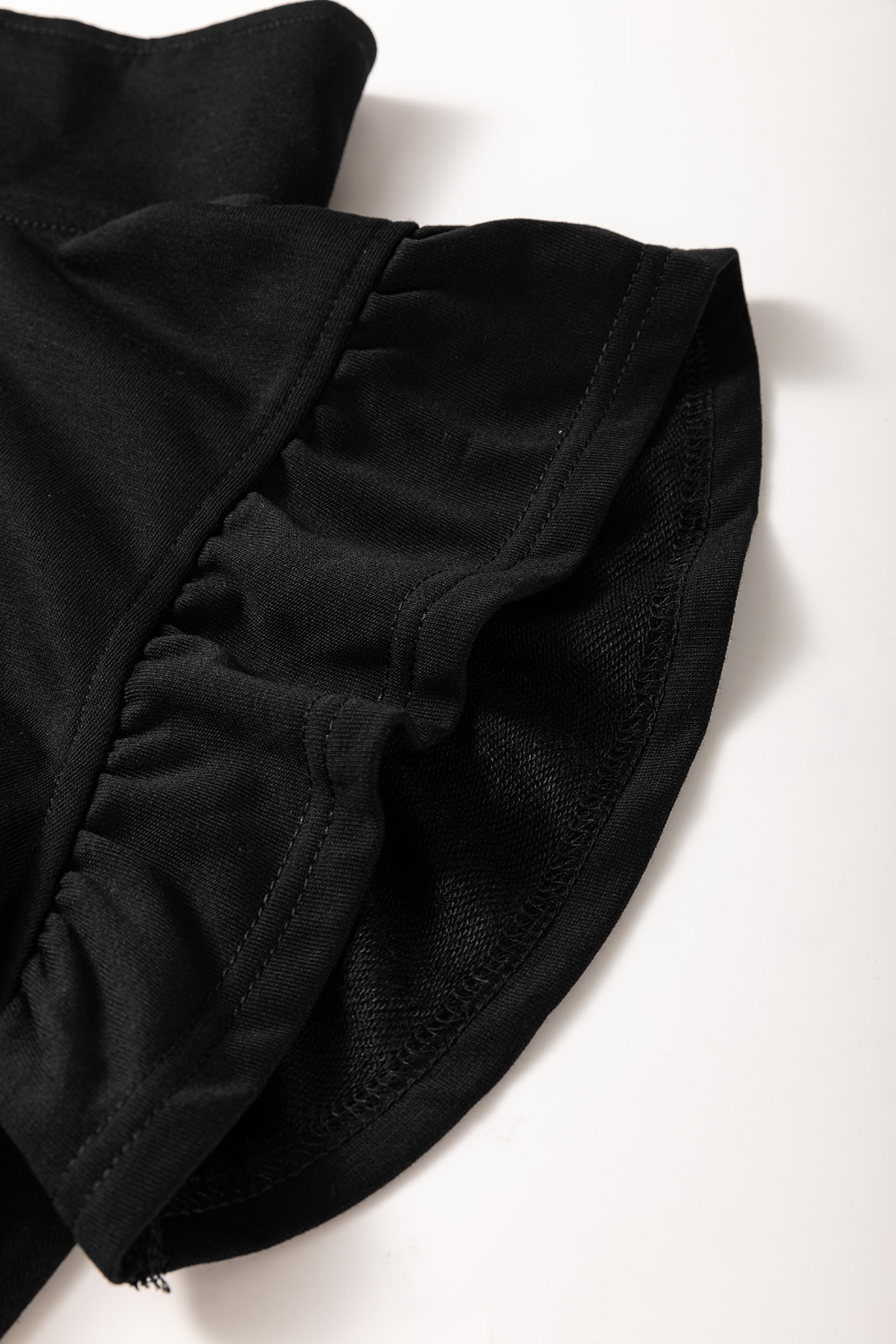 Black Zipper Flutter Sleeve Drawstring Elastic Waistband Jumpsuit