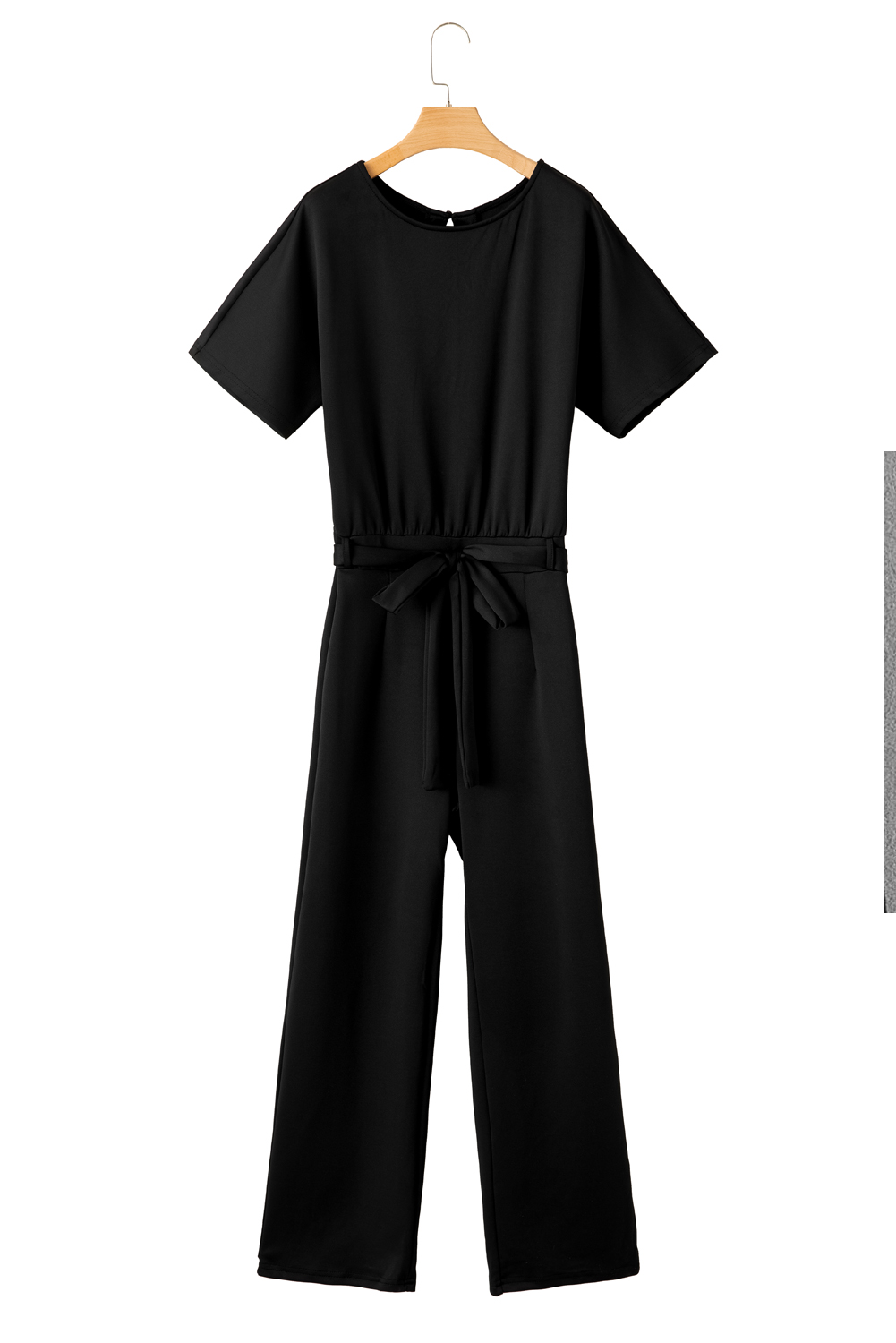 Black Dolman Sleeve Belted Straight Leg Jumpsuit