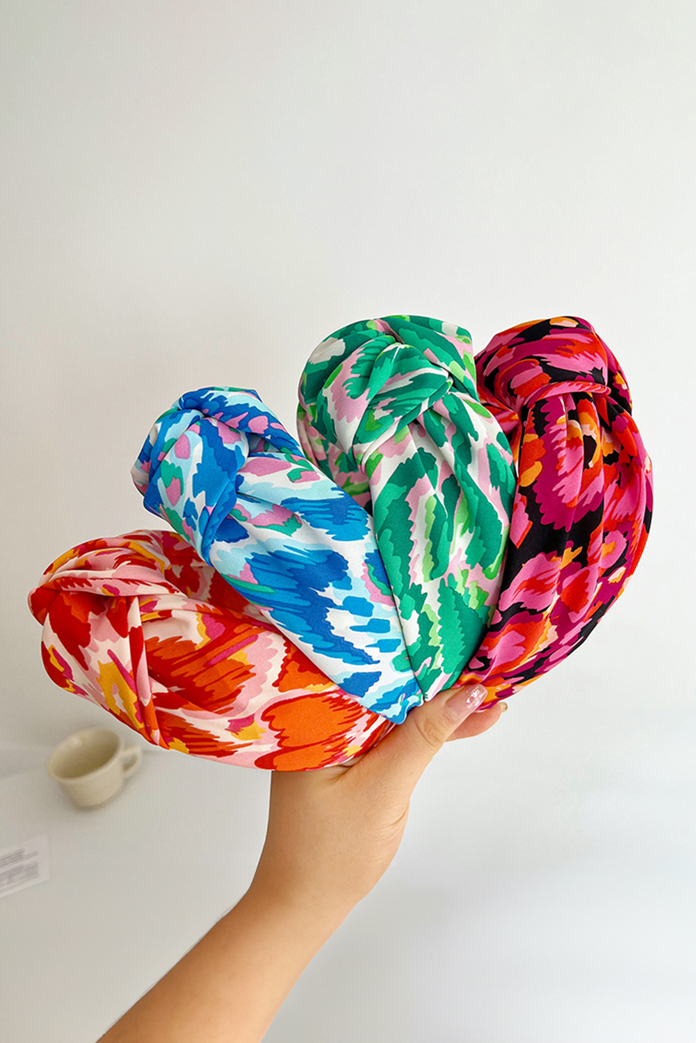 Blue Bohemian Vacation Fashion Print Twisted Hair Band