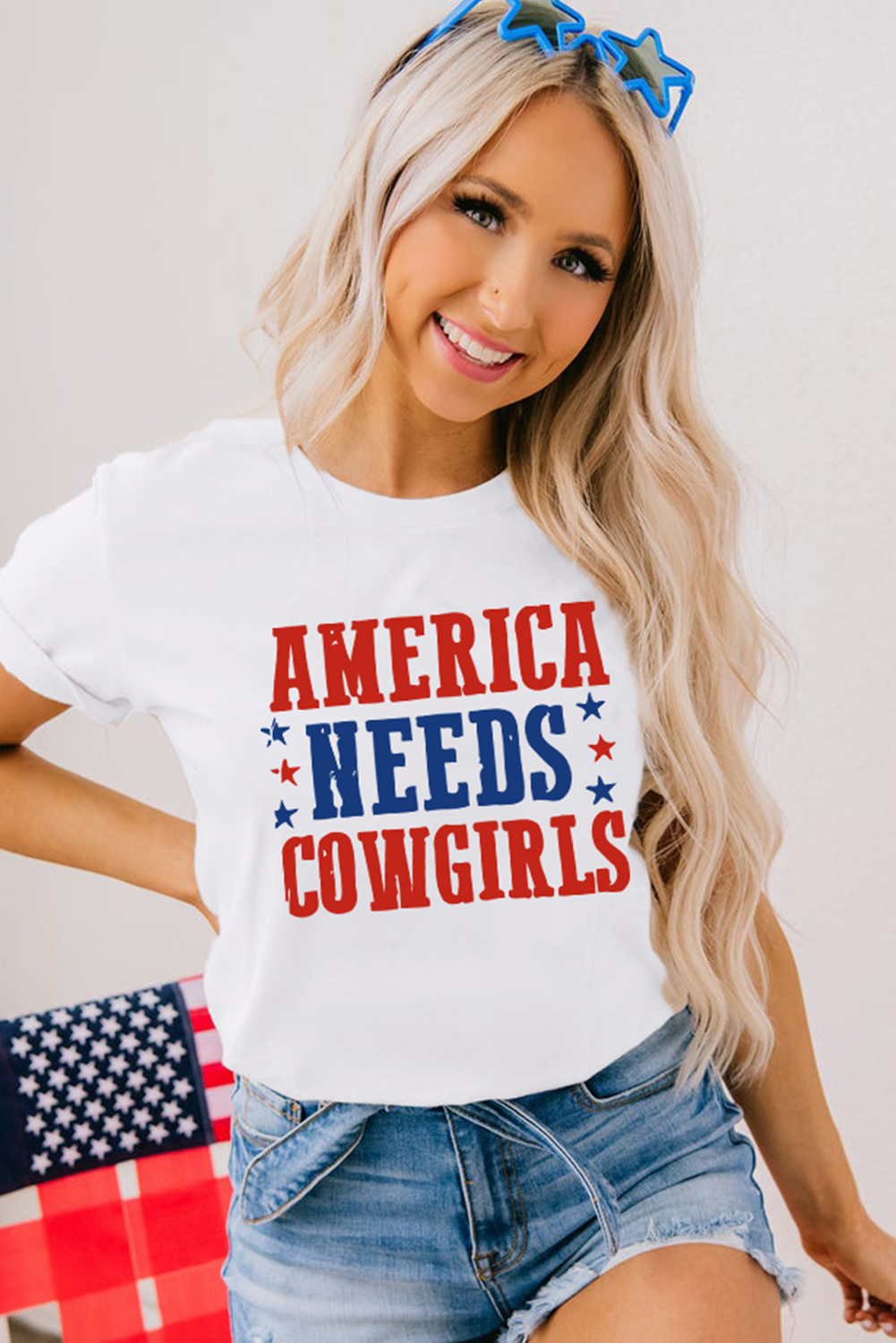White PARTY IN THE USA Flag Fashion Graphic Tee