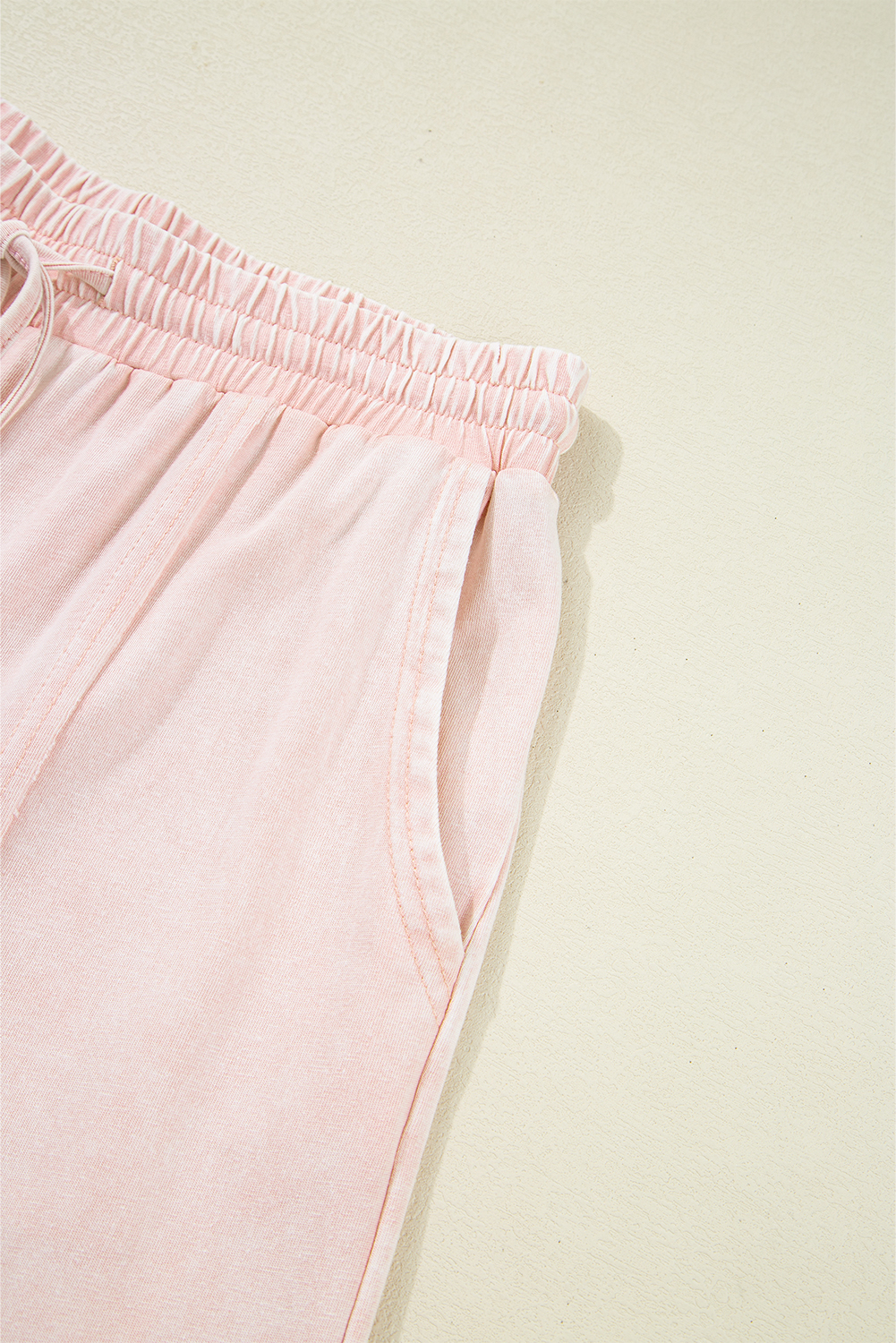 Pink Flower Patch Mineral Washed Terry Knit Cropped Wide Leg Pants